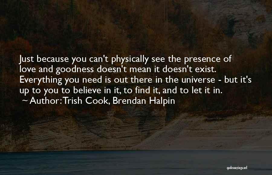 Trish Cook, Brendan Halpin Quotes: Just Because You Can't Physically See The Presence Of Love And Goodness Doesn't Mean It Doesn't Exist. Everything You Need