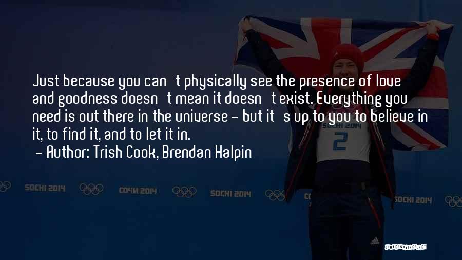 Trish Cook, Brendan Halpin Quotes: Just Because You Can't Physically See The Presence Of Love And Goodness Doesn't Mean It Doesn't Exist. Everything You Need