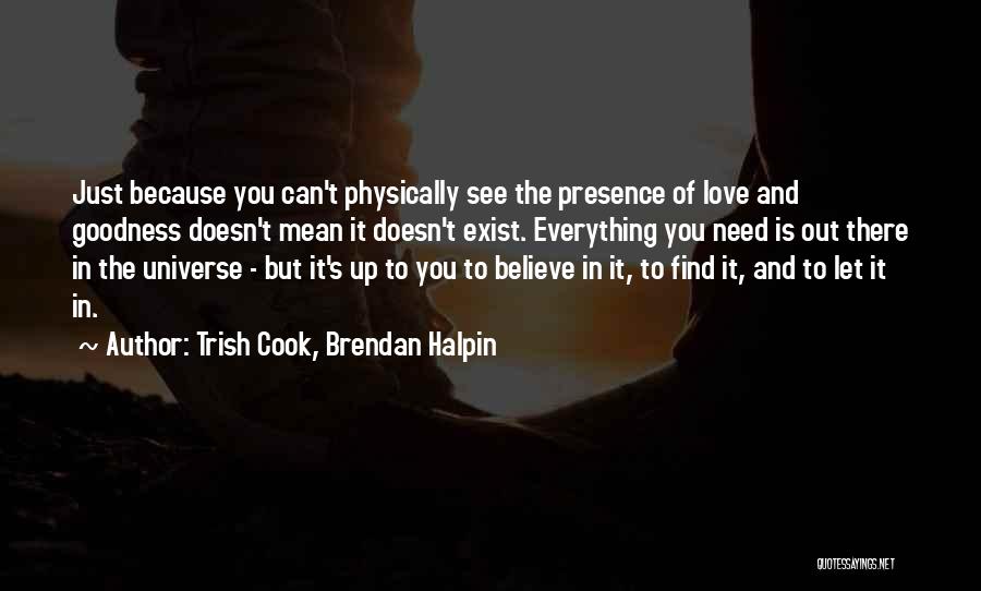 Trish Cook, Brendan Halpin Quotes: Just Because You Can't Physically See The Presence Of Love And Goodness Doesn't Mean It Doesn't Exist. Everything You Need