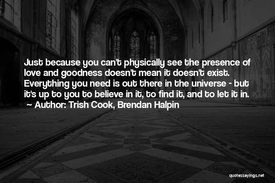 Trish Cook, Brendan Halpin Quotes: Just Because You Can't Physically See The Presence Of Love And Goodness Doesn't Mean It Doesn't Exist. Everything You Need