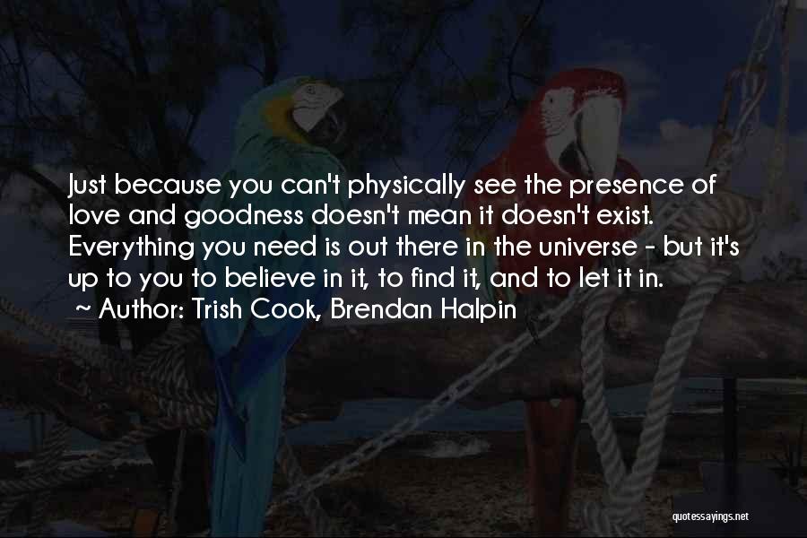 Trish Cook, Brendan Halpin Quotes: Just Because You Can't Physically See The Presence Of Love And Goodness Doesn't Mean It Doesn't Exist. Everything You Need