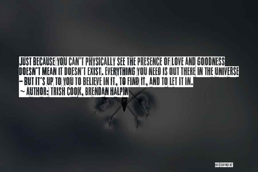 Trish Cook, Brendan Halpin Quotes: Just Because You Can't Physically See The Presence Of Love And Goodness Doesn't Mean It Doesn't Exist. Everything You Need