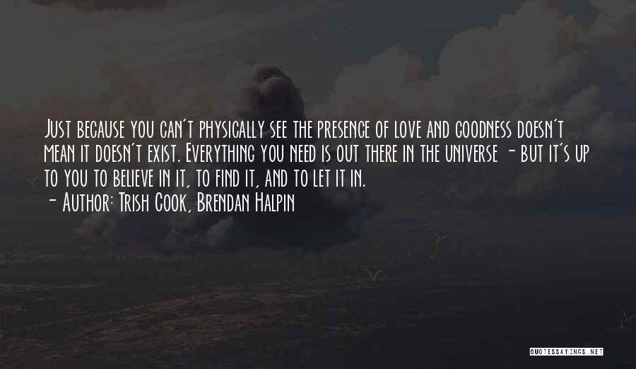 Trish Cook, Brendan Halpin Quotes: Just Because You Can't Physically See The Presence Of Love And Goodness Doesn't Mean It Doesn't Exist. Everything You Need