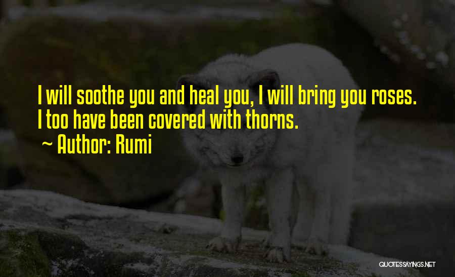 Rumi Quotes: I Will Soothe You And Heal You, I Will Bring You Roses. I Too Have Been Covered With Thorns.