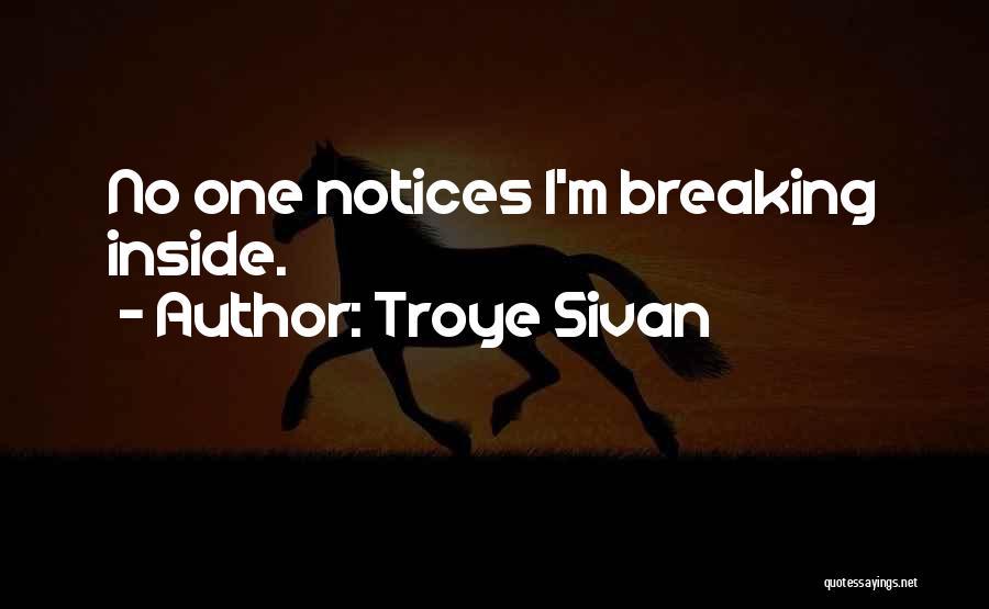 Troye Sivan Quotes: No One Notices I'm Breaking Inside.