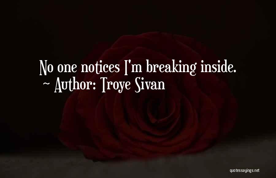 Troye Sivan Quotes: No One Notices I'm Breaking Inside.
