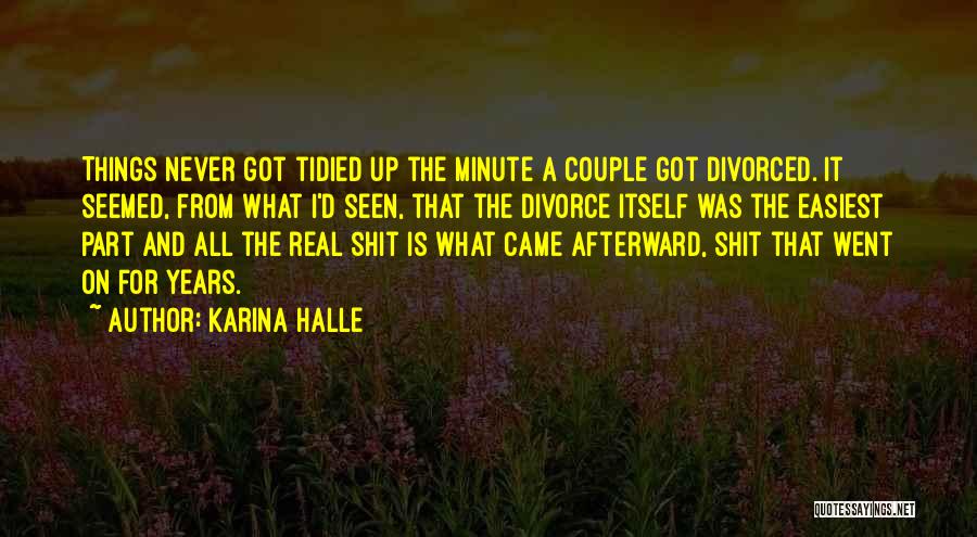 Karina Halle Quotes: Things Never Got Tidied Up The Minute A Couple Got Divorced. It Seemed, From What I'd Seen, That The Divorce