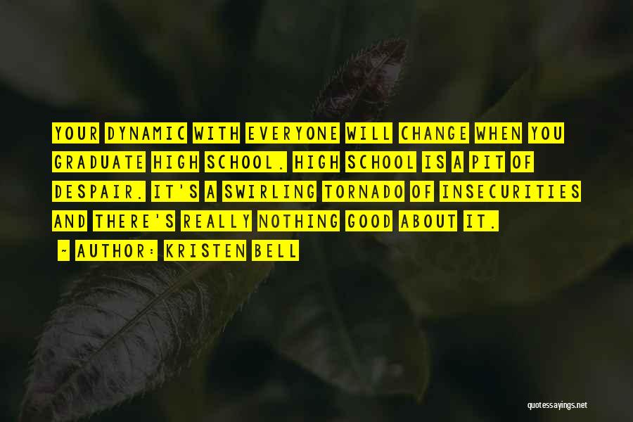 Kristen Bell Quotes: Your Dynamic With Everyone Will Change When You Graduate High School. High School Is A Pit Of Despair. It's A