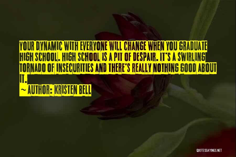 Kristen Bell Quotes: Your Dynamic With Everyone Will Change When You Graduate High School. High School Is A Pit Of Despair. It's A