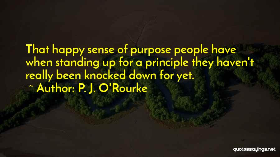 P. J. O'Rourke Quotes: That Happy Sense Of Purpose People Have When Standing Up For A Principle They Haven't Really Been Knocked Down For