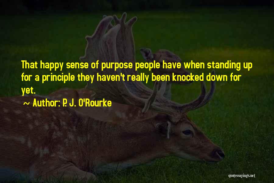 P. J. O'Rourke Quotes: That Happy Sense Of Purpose People Have When Standing Up For A Principle They Haven't Really Been Knocked Down For