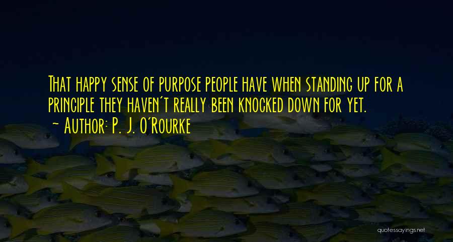 P. J. O'Rourke Quotes: That Happy Sense Of Purpose People Have When Standing Up For A Principle They Haven't Really Been Knocked Down For