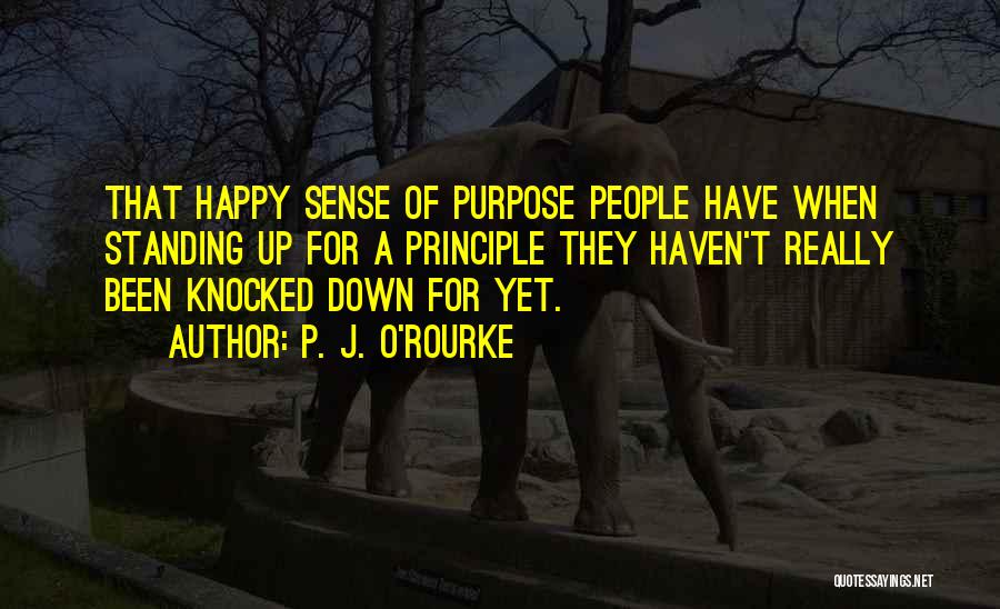 P. J. O'Rourke Quotes: That Happy Sense Of Purpose People Have When Standing Up For A Principle They Haven't Really Been Knocked Down For