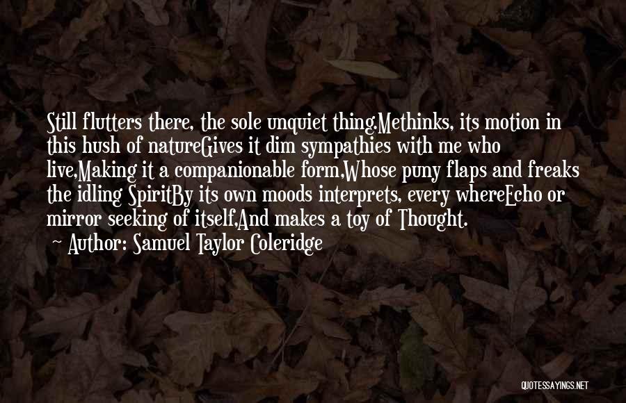 Samuel Taylor Coleridge Quotes: Still Flutters There, The Sole Unquiet Thing.methinks, Its Motion In This Hush Of Naturegives It Dim Sympathies With Me Who
