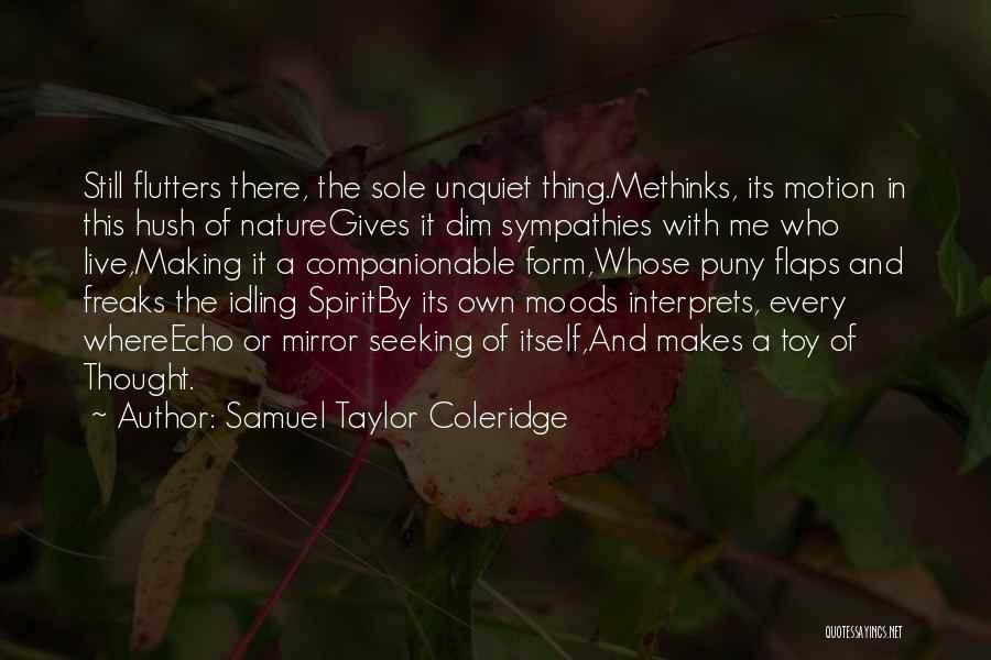 Samuel Taylor Coleridge Quotes: Still Flutters There, The Sole Unquiet Thing.methinks, Its Motion In This Hush Of Naturegives It Dim Sympathies With Me Who