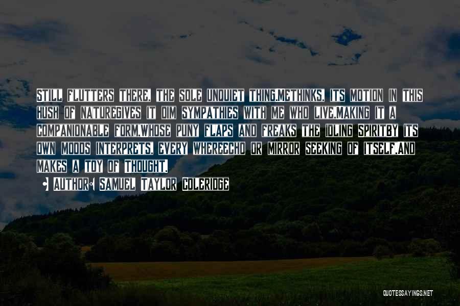 Samuel Taylor Coleridge Quotes: Still Flutters There, The Sole Unquiet Thing.methinks, Its Motion In This Hush Of Naturegives It Dim Sympathies With Me Who