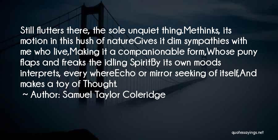 Samuel Taylor Coleridge Quotes: Still Flutters There, The Sole Unquiet Thing.methinks, Its Motion In This Hush Of Naturegives It Dim Sympathies With Me Who