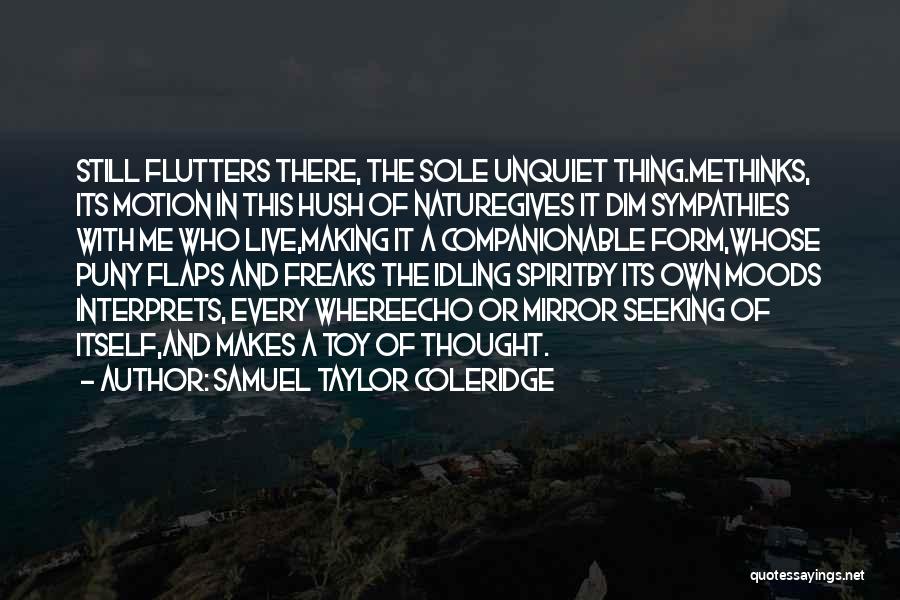 Samuel Taylor Coleridge Quotes: Still Flutters There, The Sole Unquiet Thing.methinks, Its Motion In This Hush Of Naturegives It Dim Sympathies With Me Who