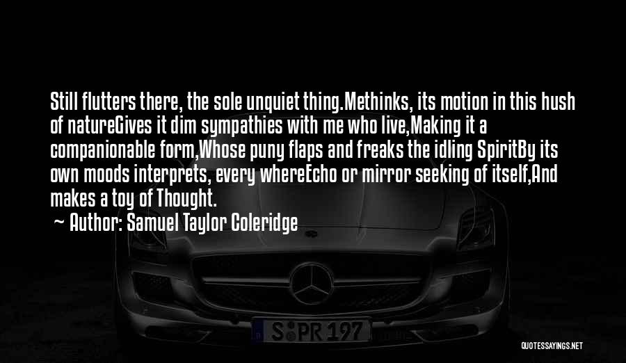 Samuel Taylor Coleridge Quotes: Still Flutters There, The Sole Unquiet Thing.methinks, Its Motion In This Hush Of Naturegives It Dim Sympathies With Me Who