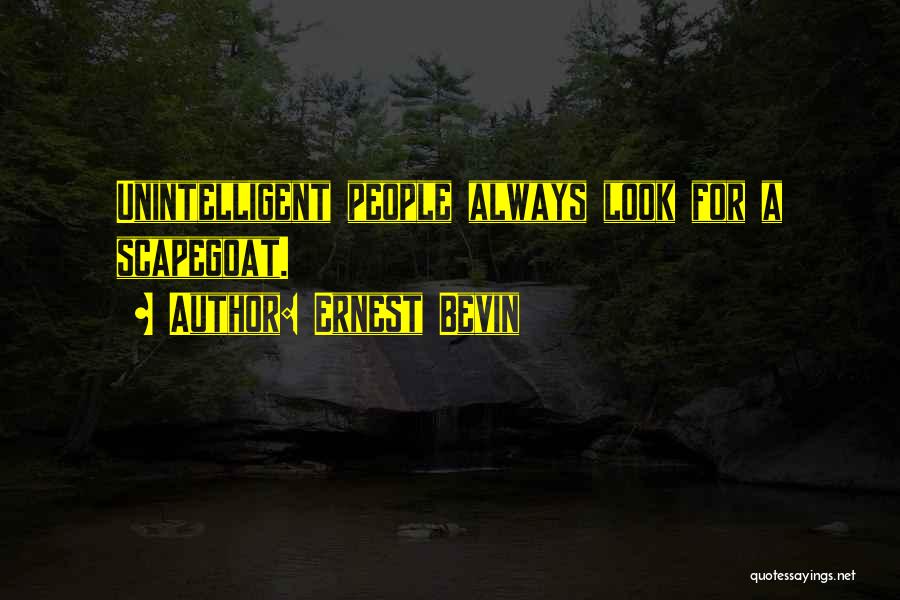 Ernest Bevin Quotes: Unintelligent People Always Look For A Scapegoat.