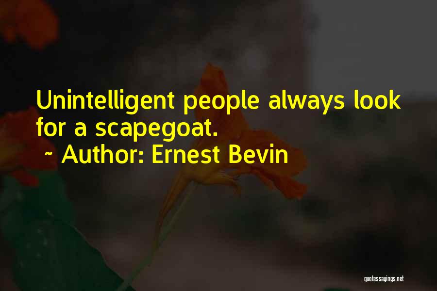 Ernest Bevin Quotes: Unintelligent People Always Look For A Scapegoat.