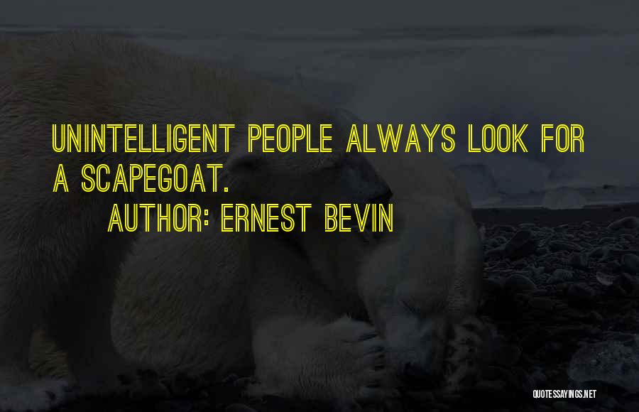 Ernest Bevin Quotes: Unintelligent People Always Look For A Scapegoat.