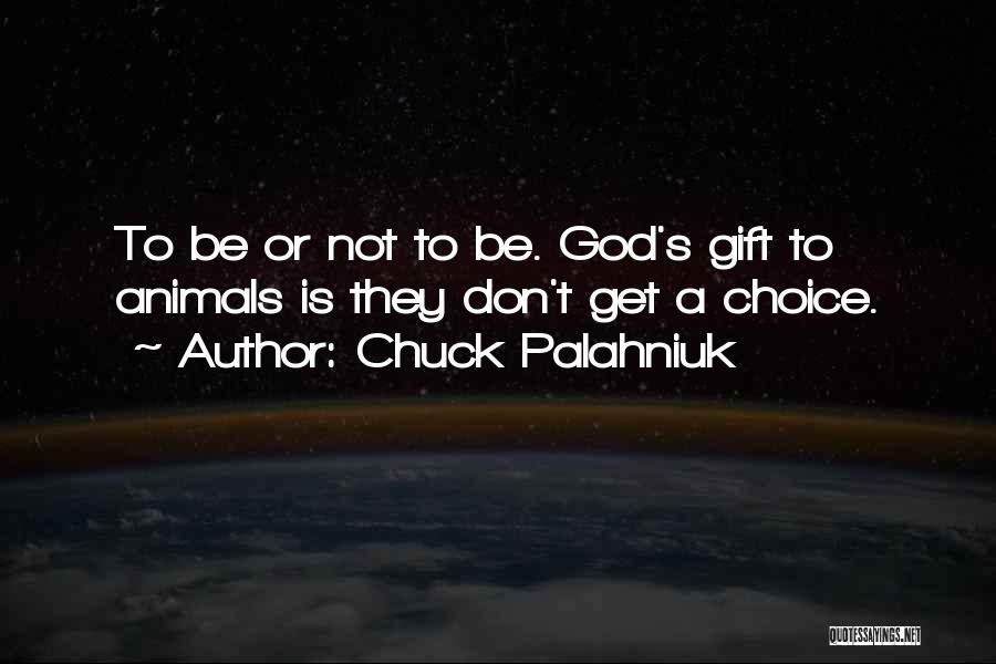 Chuck Palahniuk Quotes: To Be Or Not To Be. God's Gift To Animals Is They Don't Get A Choice.