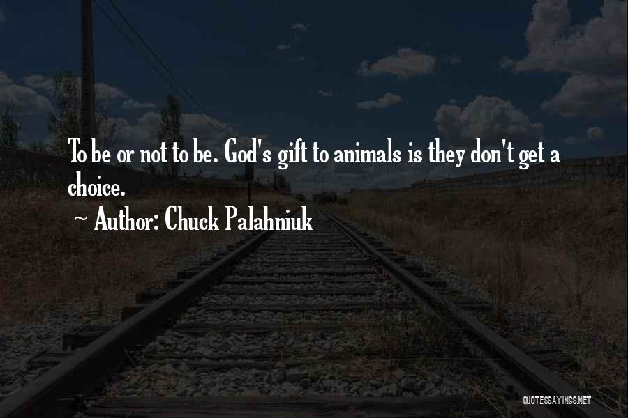 Chuck Palahniuk Quotes: To Be Or Not To Be. God's Gift To Animals Is They Don't Get A Choice.