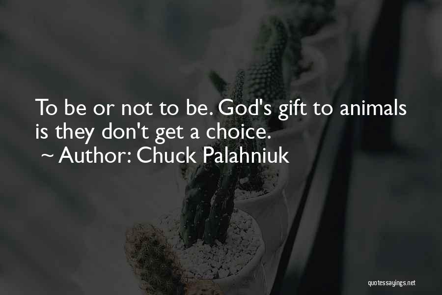 Chuck Palahniuk Quotes: To Be Or Not To Be. God's Gift To Animals Is They Don't Get A Choice.