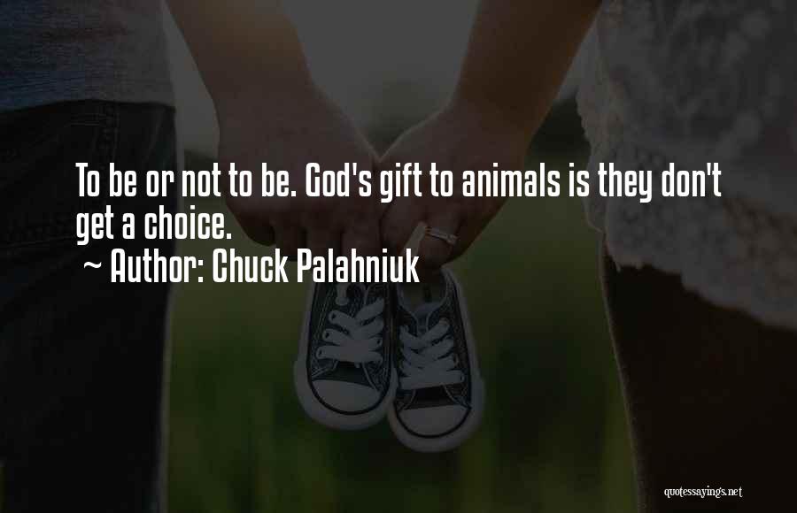 Chuck Palahniuk Quotes: To Be Or Not To Be. God's Gift To Animals Is They Don't Get A Choice.