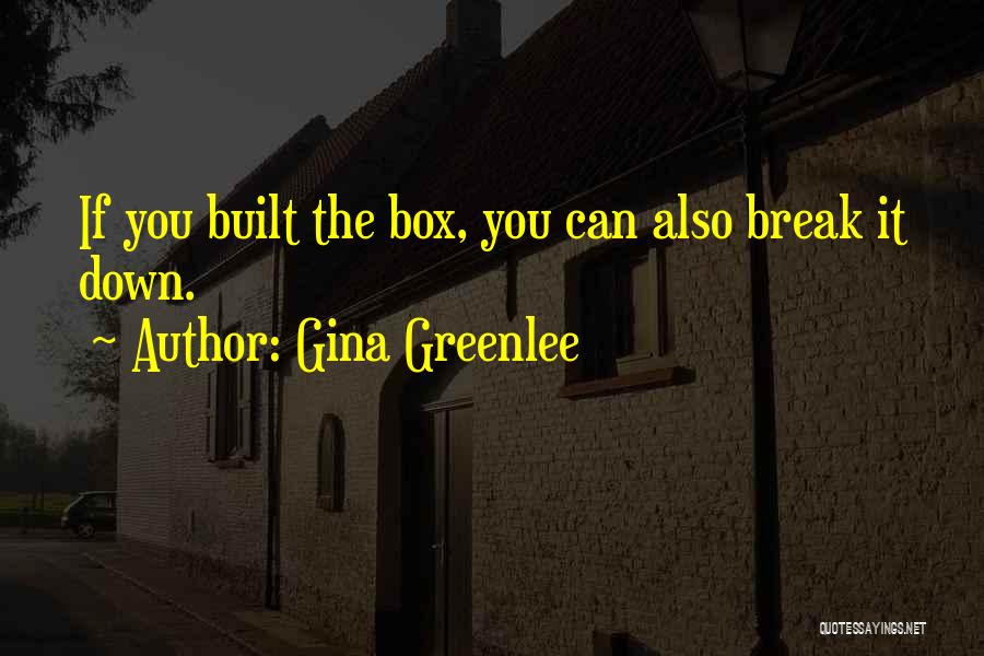 Gina Greenlee Quotes: If You Built The Box, You Can Also Break It Down.