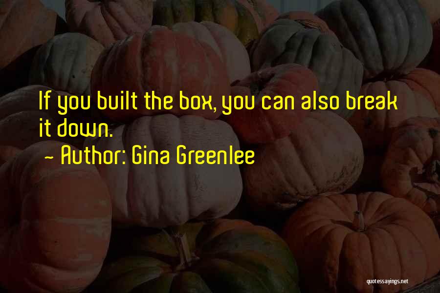 Gina Greenlee Quotes: If You Built The Box, You Can Also Break It Down.