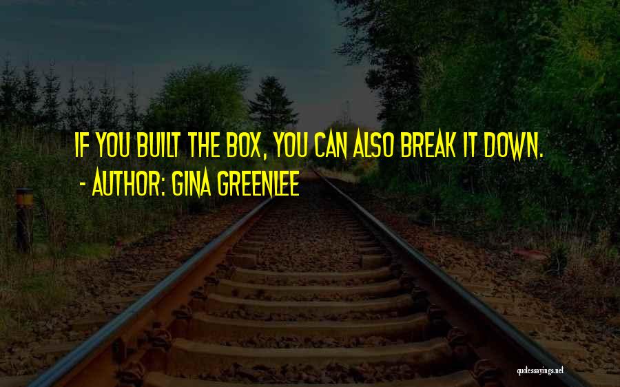 Gina Greenlee Quotes: If You Built The Box, You Can Also Break It Down.