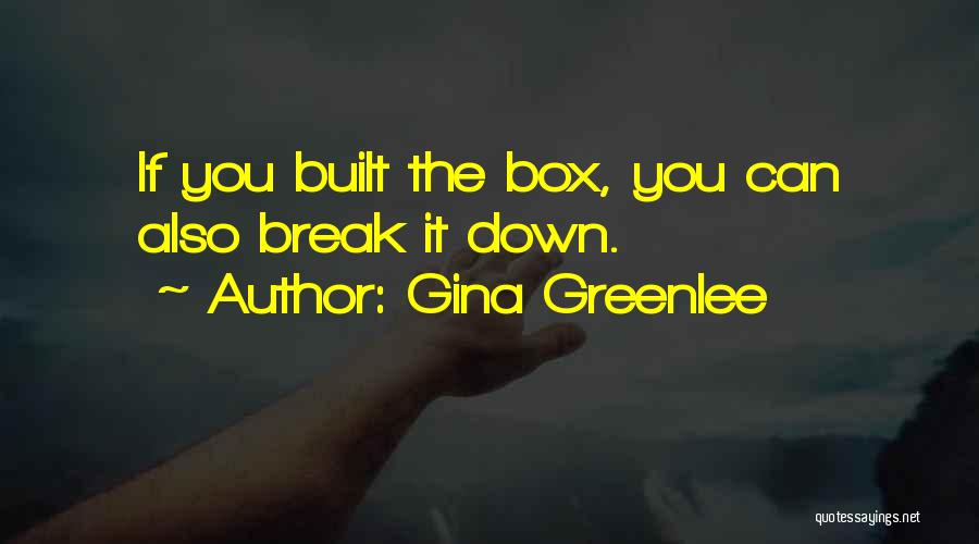 Gina Greenlee Quotes: If You Built The Box, You Can Also Break It Down.