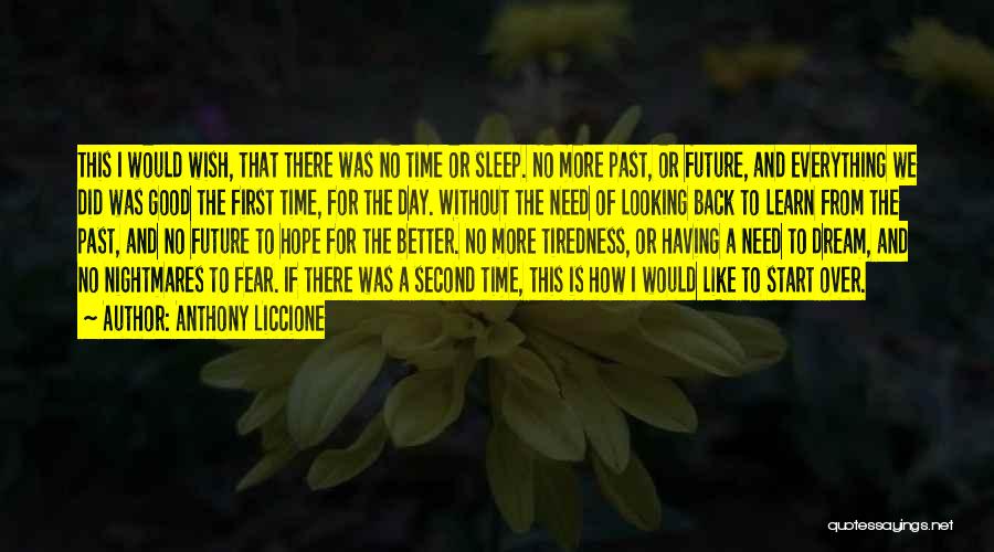 Anthony Liccione Quotes: This I Would Wish, That There Was No Time Or Sleep. No More Past, Or Future, And Everything We Did