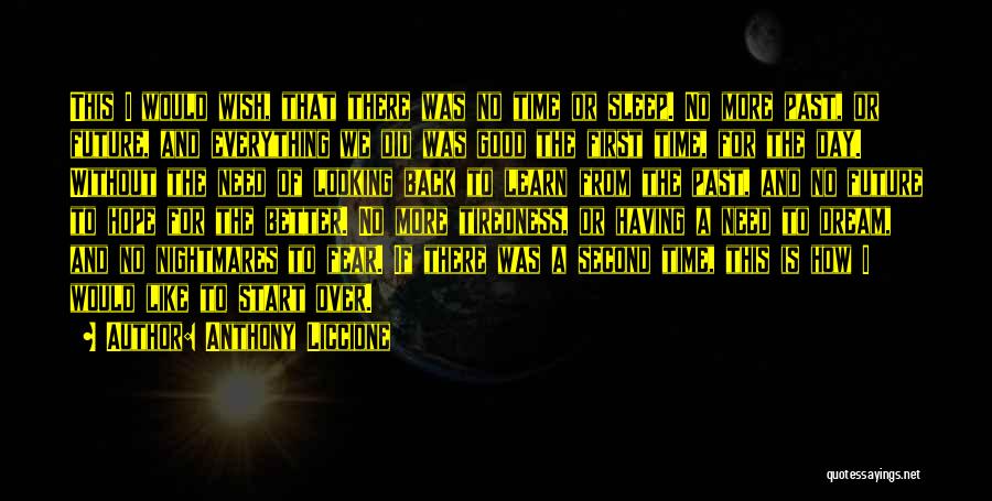 Anthony Liccione Quotes: This I Would Wish, That There Was No Time Or Sleep. No More Past, Or Future, And Everything We Did