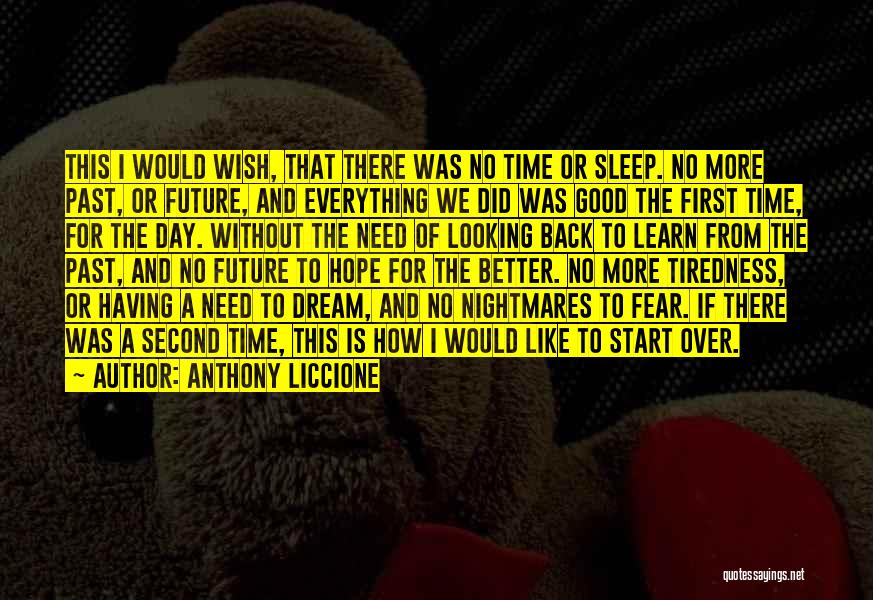 Anthony Liccione Quotes: This I Would Wish, That There Was No Time Or Sleep. No More Past, Or Future, And Everything We Did