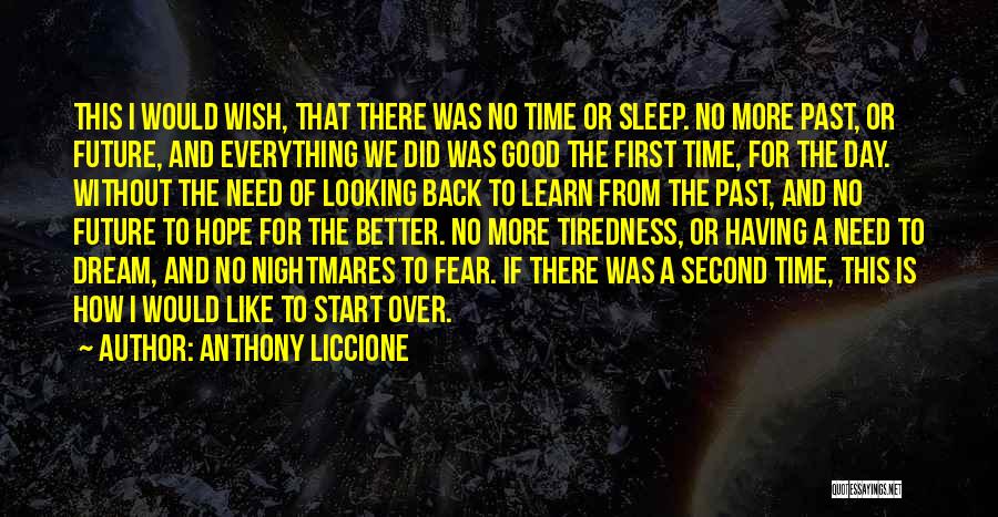 Anthony Liccione Quotes: This I Would Wish, That There Was No Time Or Sleep. No More Past, Or Future, And Everything We Did