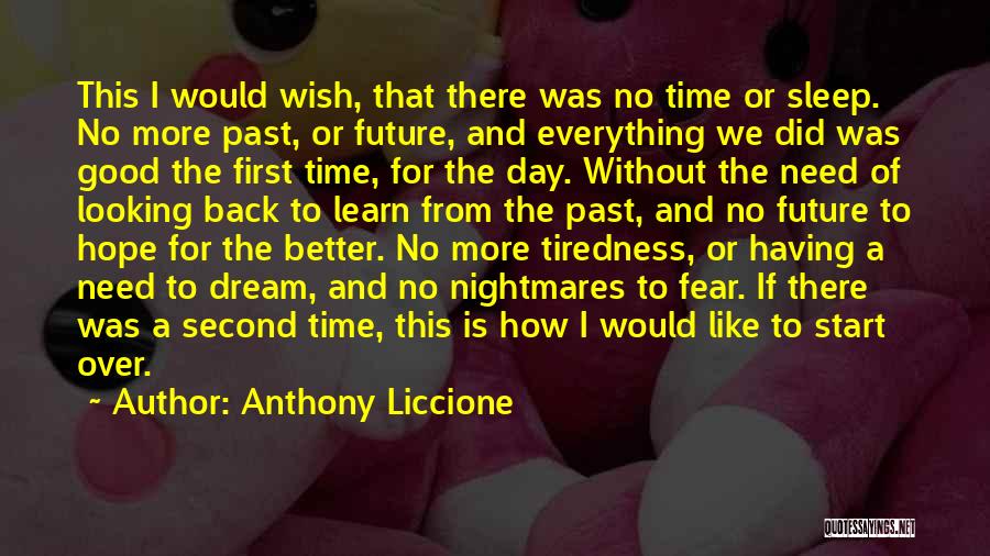 Anthony Liccione Quotes: This I Would Wish, That There Was No Time Or Sleep. No More Past, Or Future, And Everything We Did