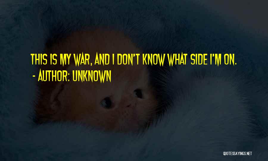 Unknown Quotes: This Is My War, And I Don't Know What Side I'm On.