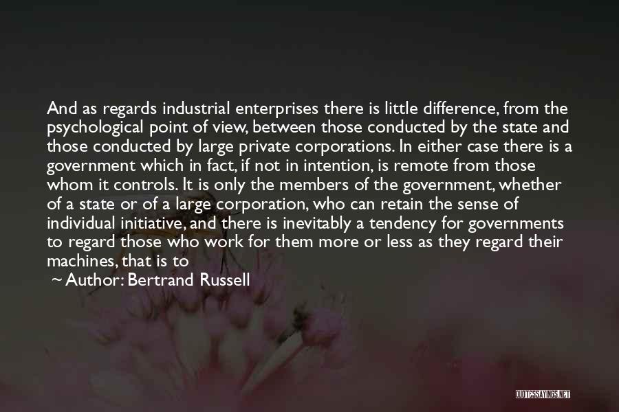 Bertrand Russell Quotes: And As Regards Industrial Enterprises There Is Little Difference, From The Psychological Point Of View, Between Those Conducted By The