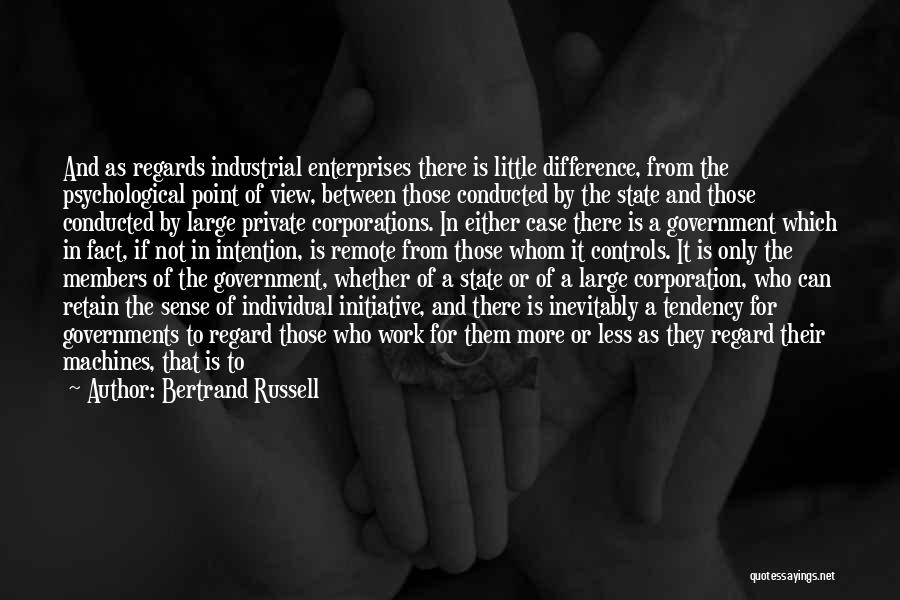Bertrand Russell Quotes: And As Regards Industrial Enterprises There Is Little Difference, From The Psychological Point Of View, Between Those Conducted By The
