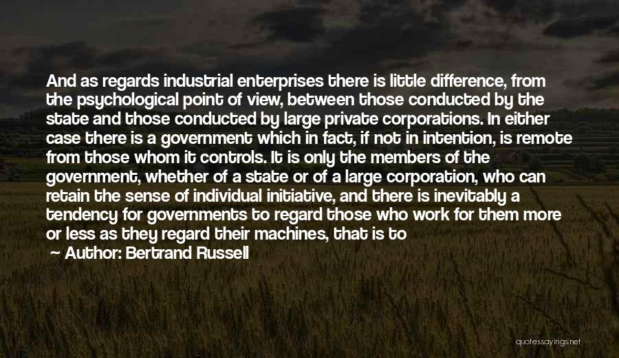 Bertrand Russell Quotes: And As Regards Industrial Enterprises There Is Little Difference, From The Psychological Point Of View, Between Those Conducted By The