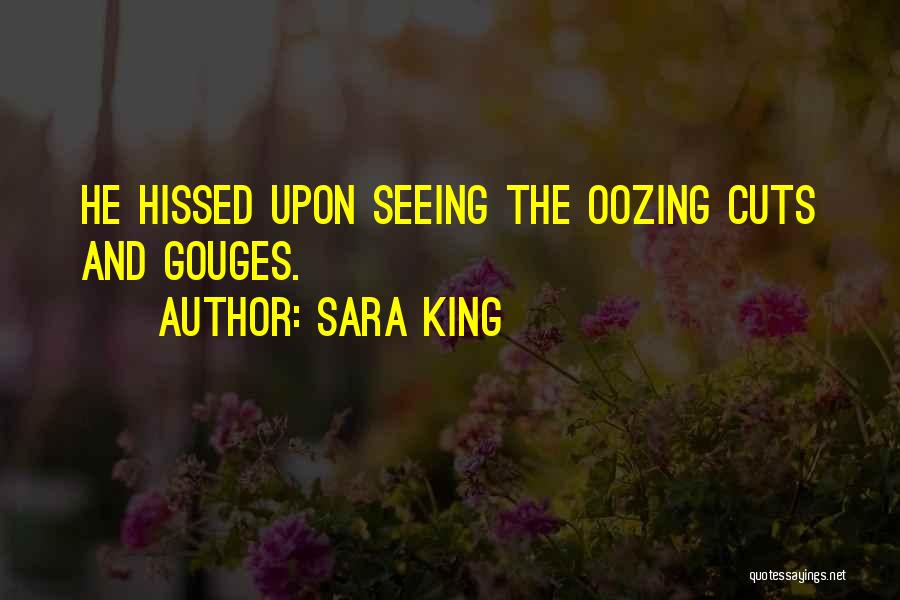 Sara King Quotes: He Hissed Upon Seeing The Oozing Cuts And Gouges.