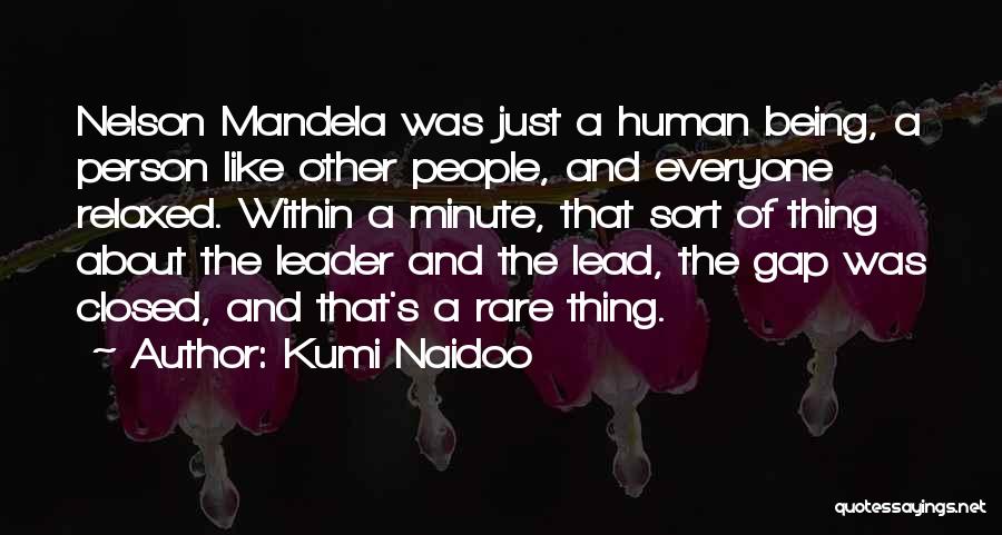 Kumi Naidoo Quotes: Nelson Mandela Was Just A Human Being, A Person Like Other People, And Everyone Relaxed. Within A Minute, That Sort