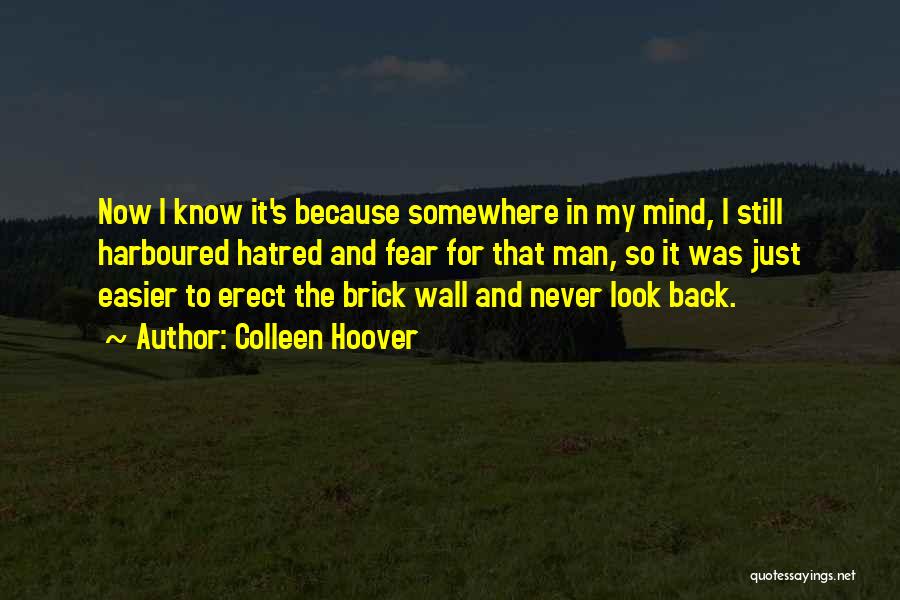 Colleen Hoover Quotes: Now I Know It's Because Somewhere In My Mind, I Still Harboured Hatred And Fear For That Man, So It