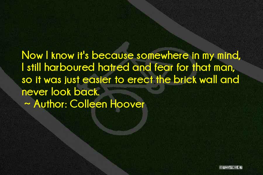Colleen Hoover Quotes: Now I Know It's Because Somewhere In My Mind, I Still Harboured Hatred And Fear For That Man, So It