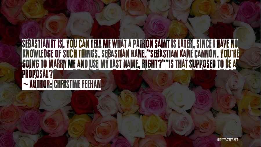 Christine Feehan Quotes: Sebastian It Is. You Can Tell Me What A Patron Saint Is Later, Since I Have No Knowledge Of Such