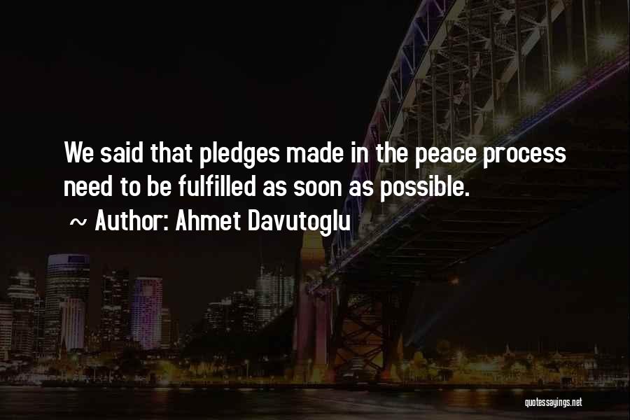 Ahmet Davutoglu Quotes: We Said That Pledges Made In The Peace Process Need To Be Fulfilled As Soon As Possible.