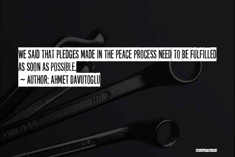 Ahmet Davutoglu Quotes: We Said That Pledges Made In The Peace Process Need To Be Fulfilled As Soon As Possible.
